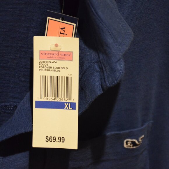 Vineyard Vines NWT Popover Long Sleeve Polo Size XL Blue - Picture 2 of 4